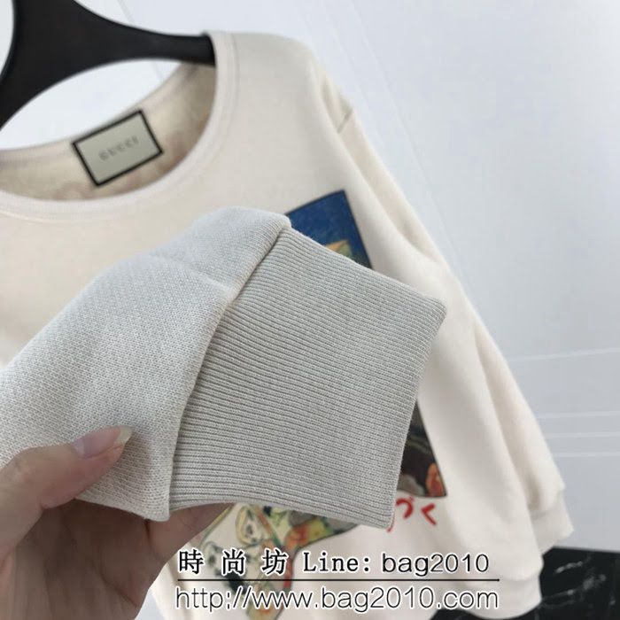 GUCCI古馳 18FW日本限定 二次元漫畫花仙子印花 圓領衛衣 情侶款 ydi1440